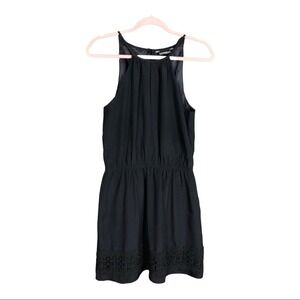 Express Black Halter Neck Dress with Crochet Lace Hem Size M